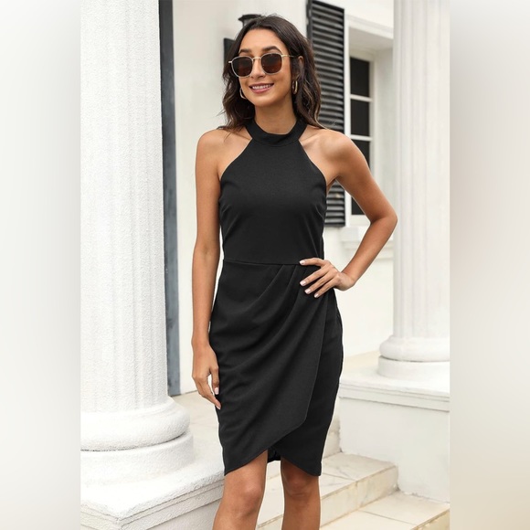 238. MEDIUM NWT Manydress Womens Summer Halter Neck Ruched Dresses Cocktai… - Picture 7 of 7